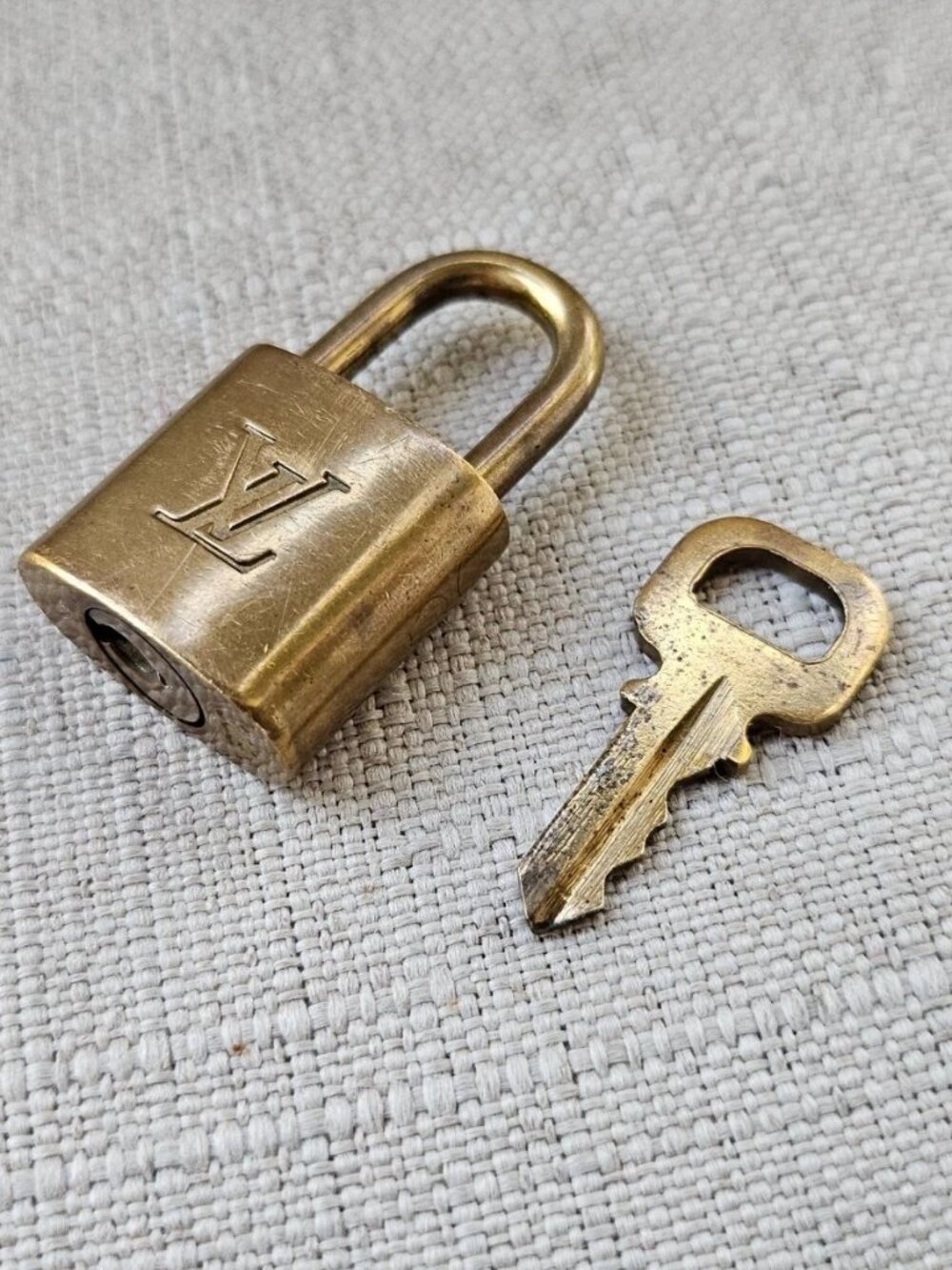Vintage Louis Vuitton Padlock Gold Tone Lock W/ Key Pad Lock Made in France Auth
